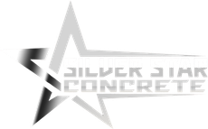 A black and white logo for a construction company called silver star construction llc.