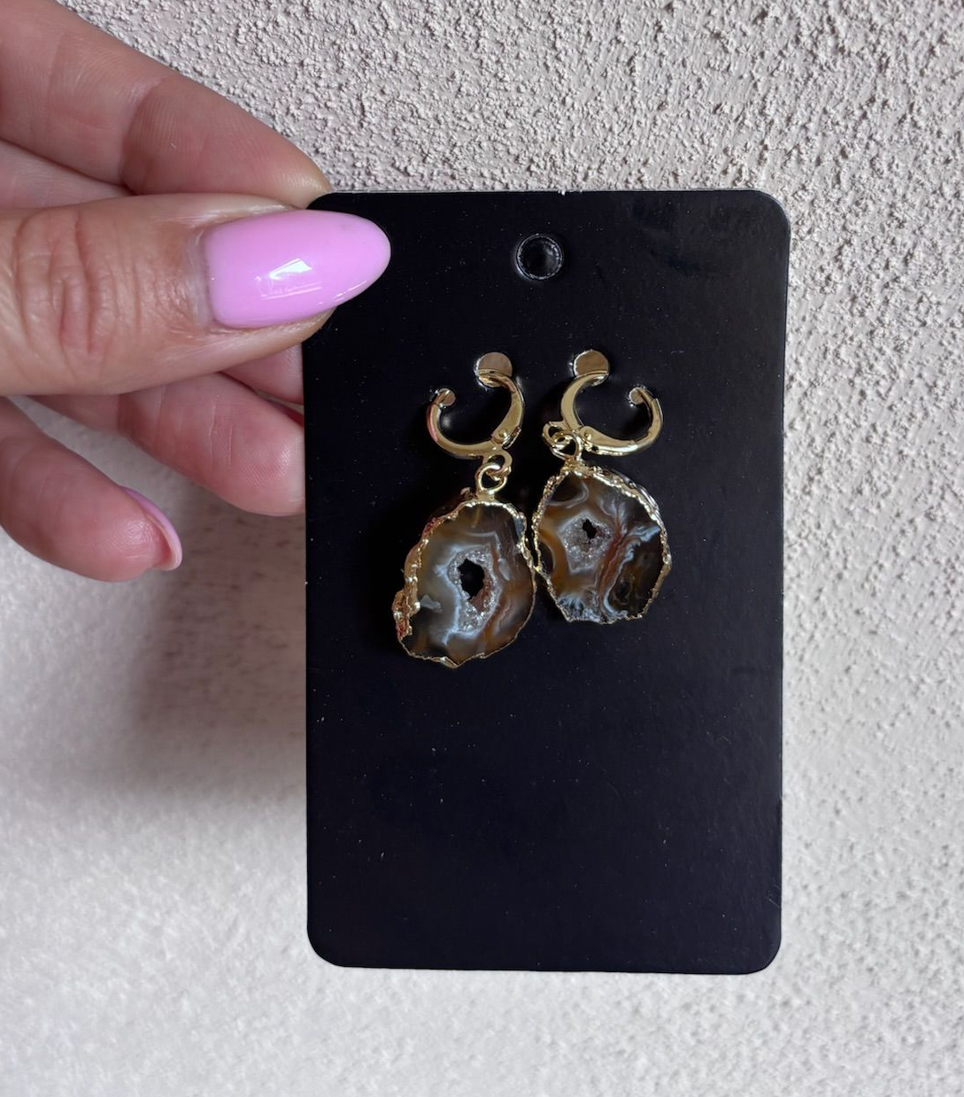 Agaat oorbellen - gold plated