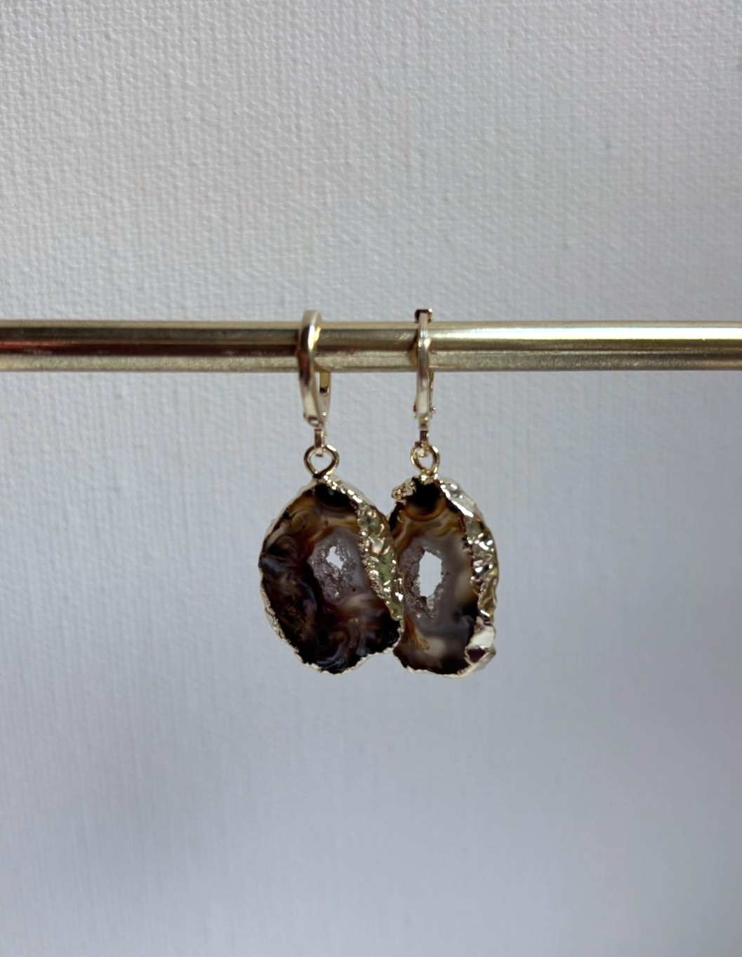 Agaat oorbellen - gold plated