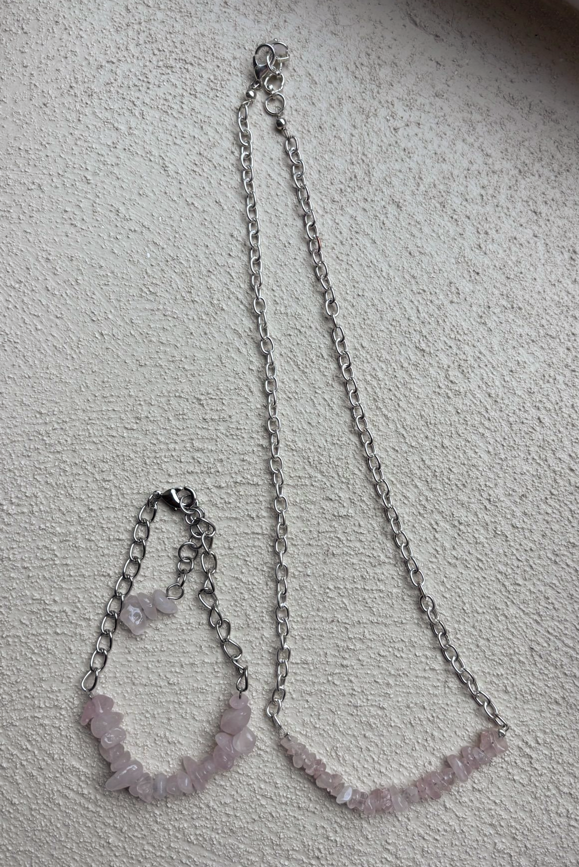 Sieradenset met rozenkwarts ketting en armband