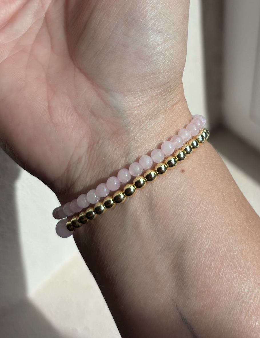 Armband rozenkwarts & hematiet – set van 2