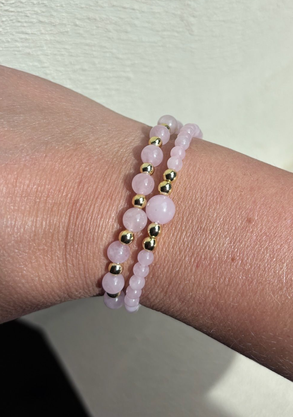 Armband rozenkwarts & hematiet – set van 2