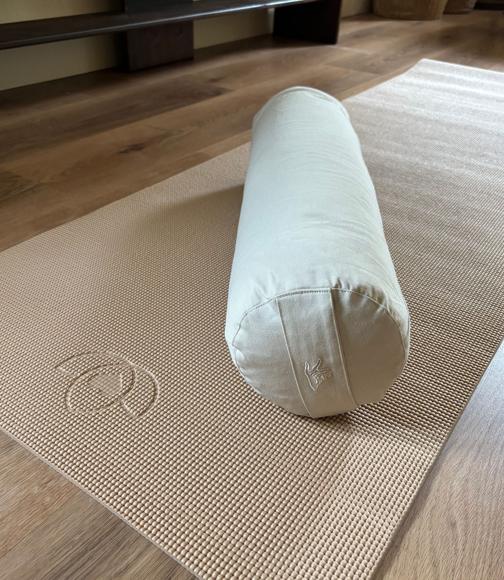 Rond bolster meditatiekussen beige Biokatoen – Yogi & Yogini