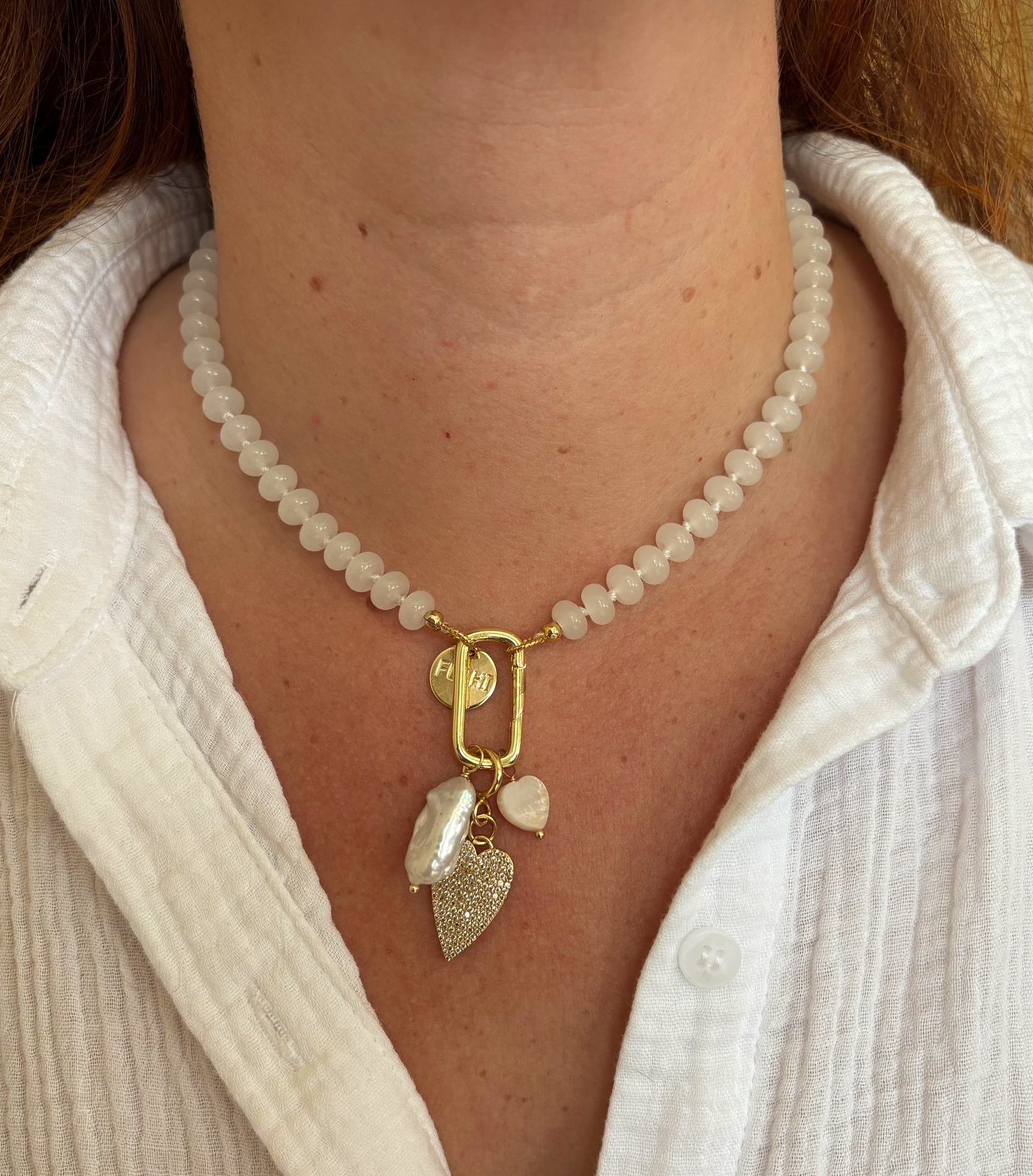 Ketting glaskralen wit