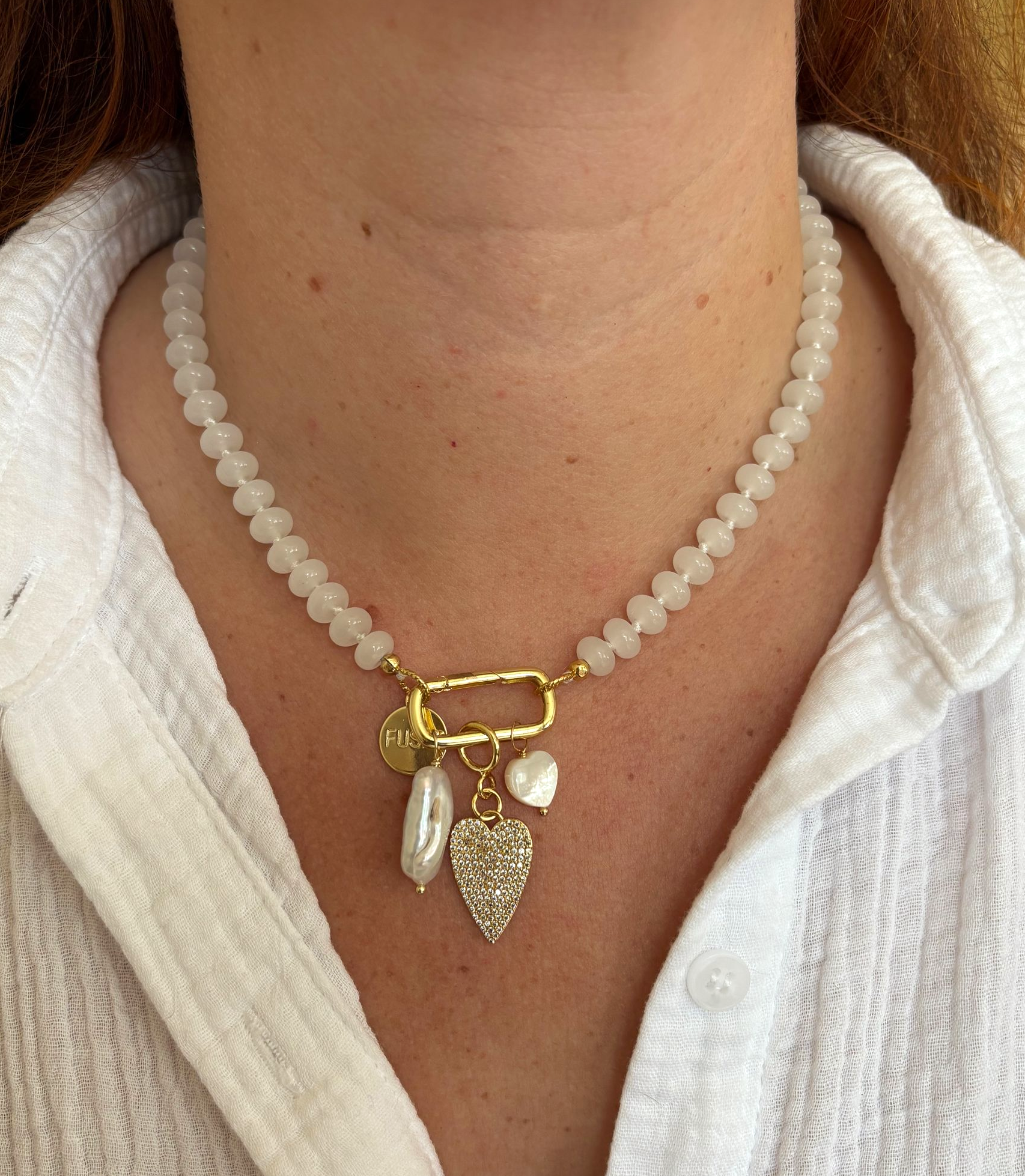 Ketting glaskralen wit