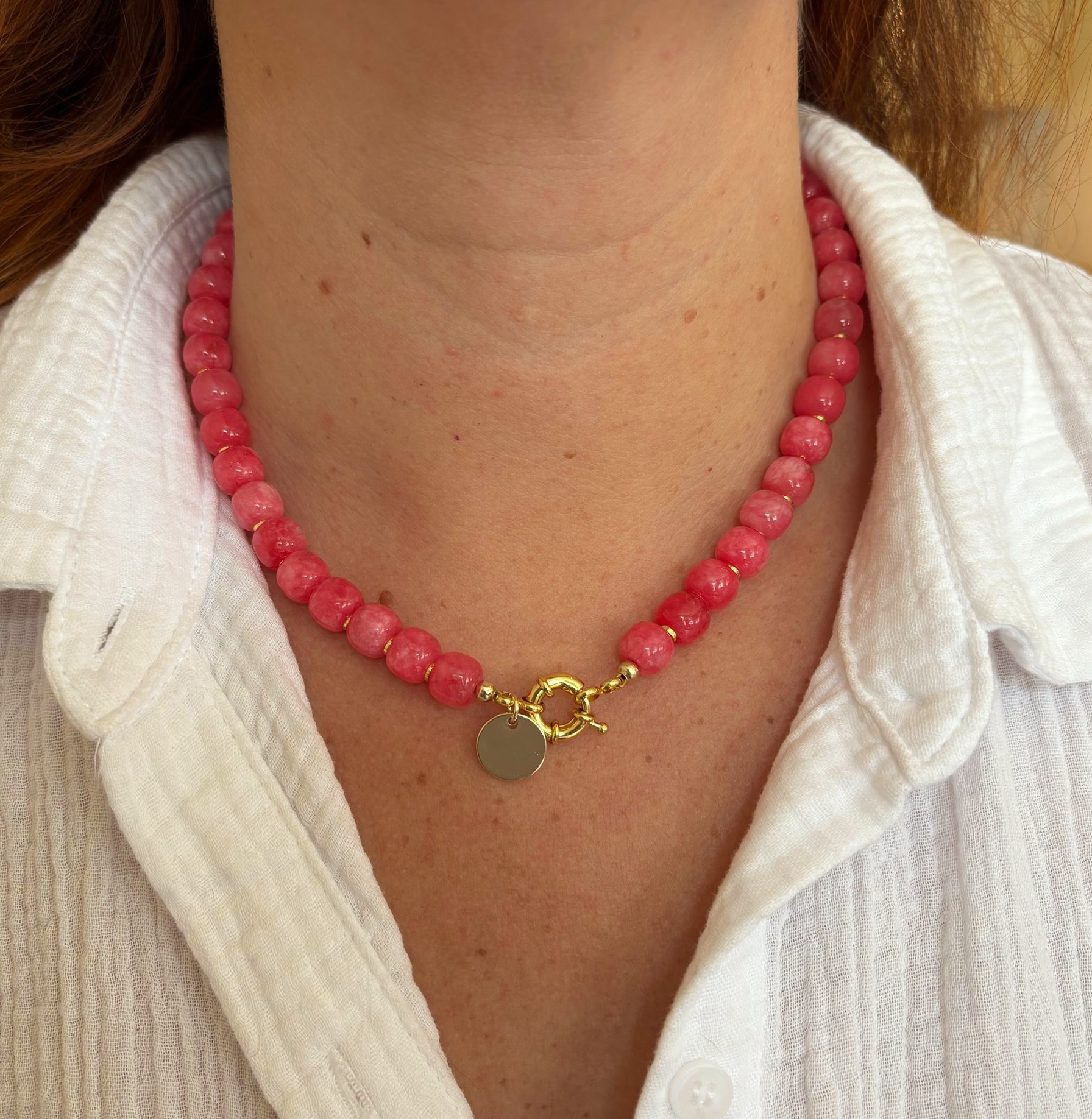 Ketting roze Jade
