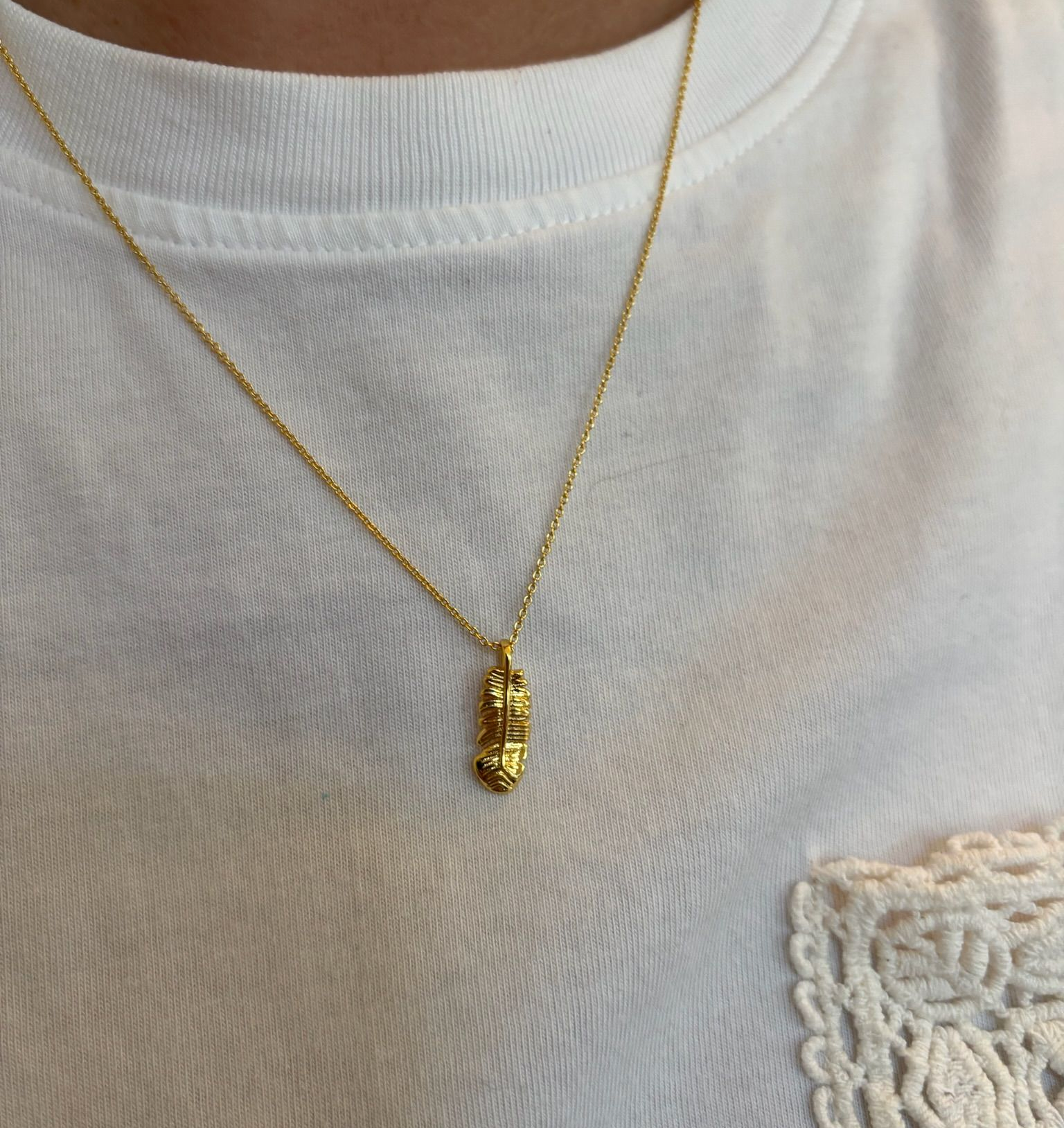 Ketting stainless steel met veertje