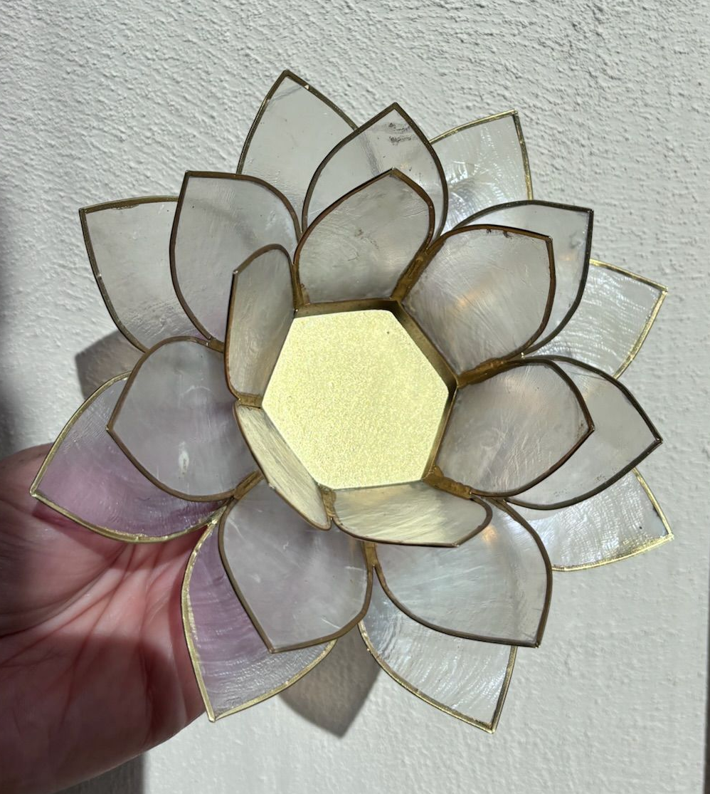 Lotus sfeerlicht naturel met gouden rand