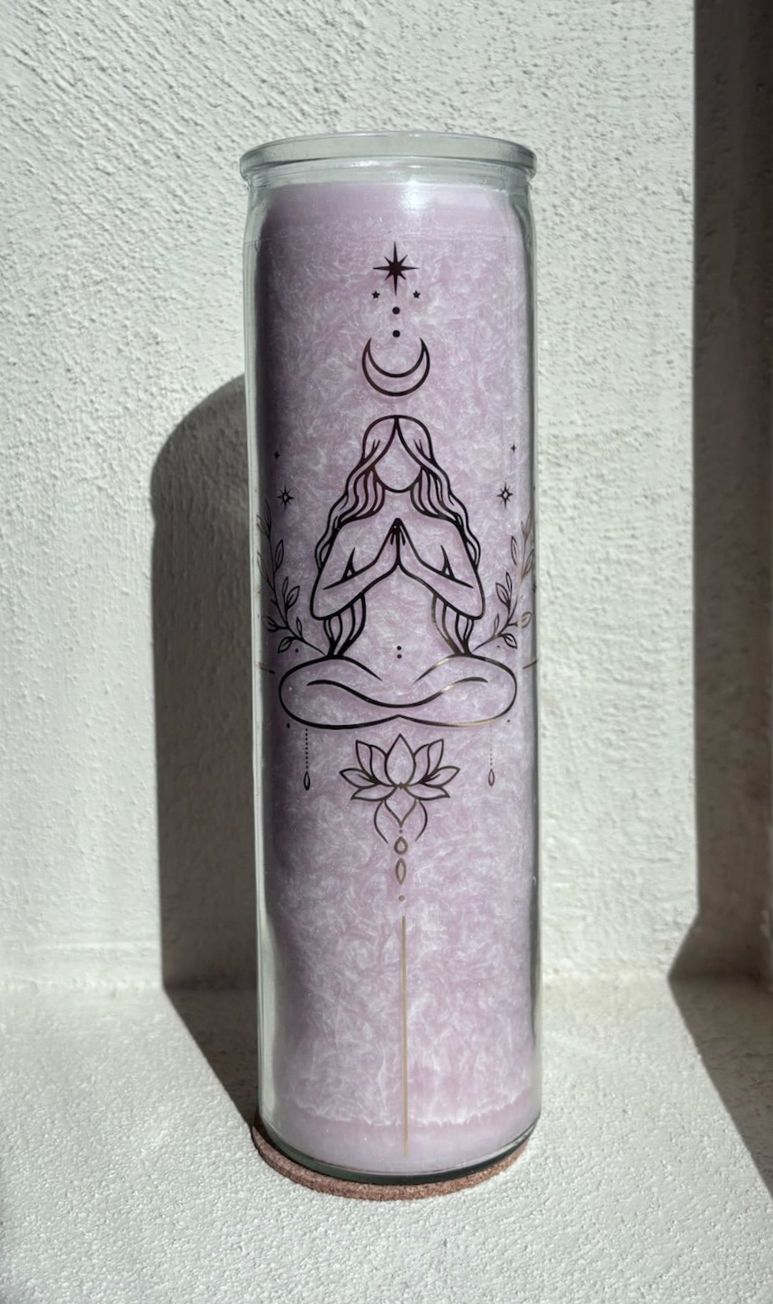 Meditatiekaars stearine zachtroze – fairtrade