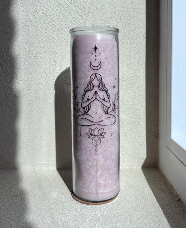 Meditatiekaars stearine zachtroze – fairtrade