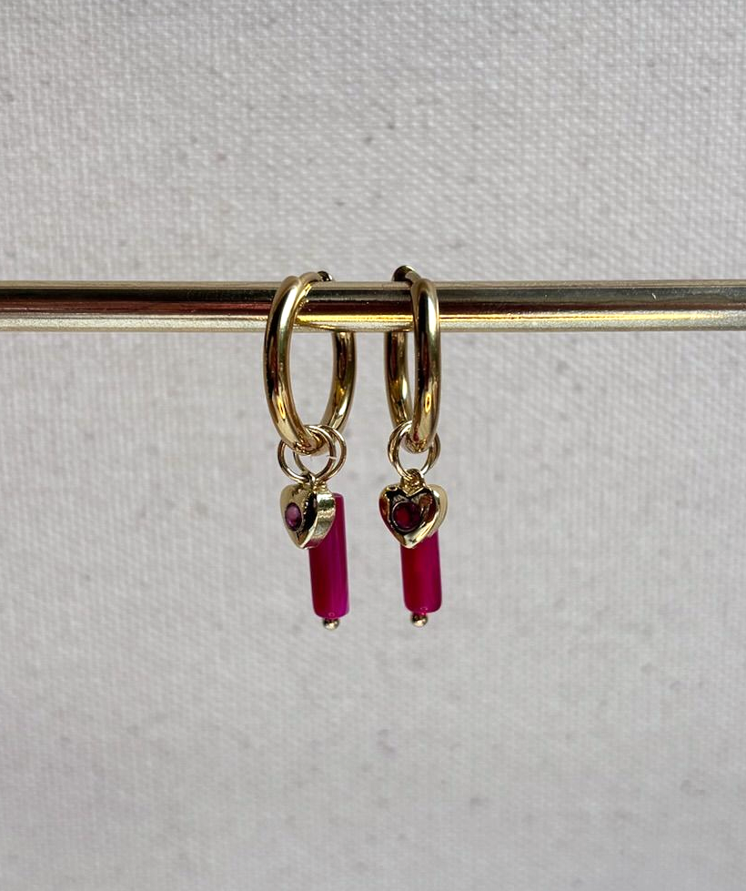 Oorbellen creolen met bedels - roze