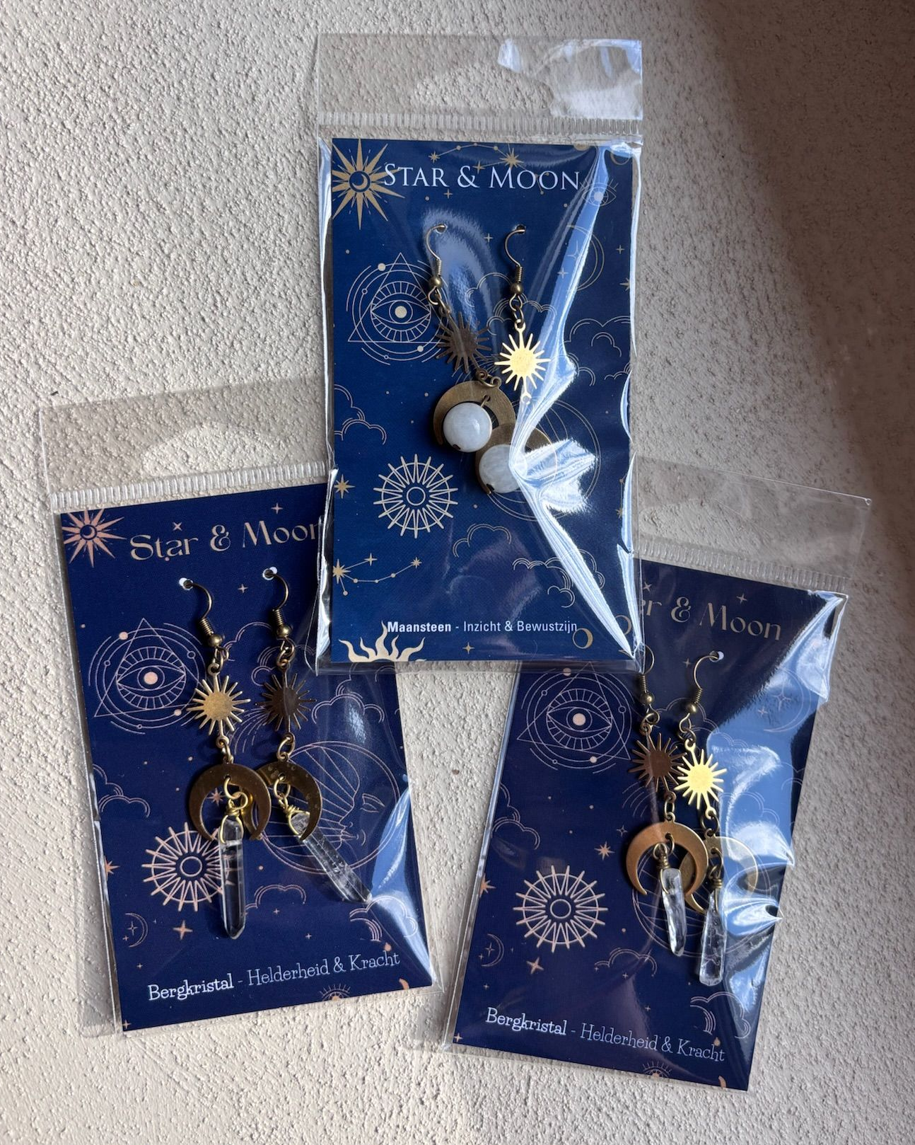 Oorbellen Star & Moon – Bergkristal