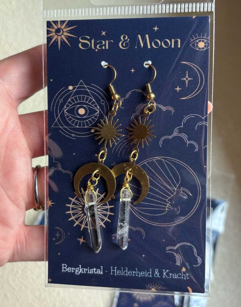 Oorbellen Star & Moon – Bergkristal