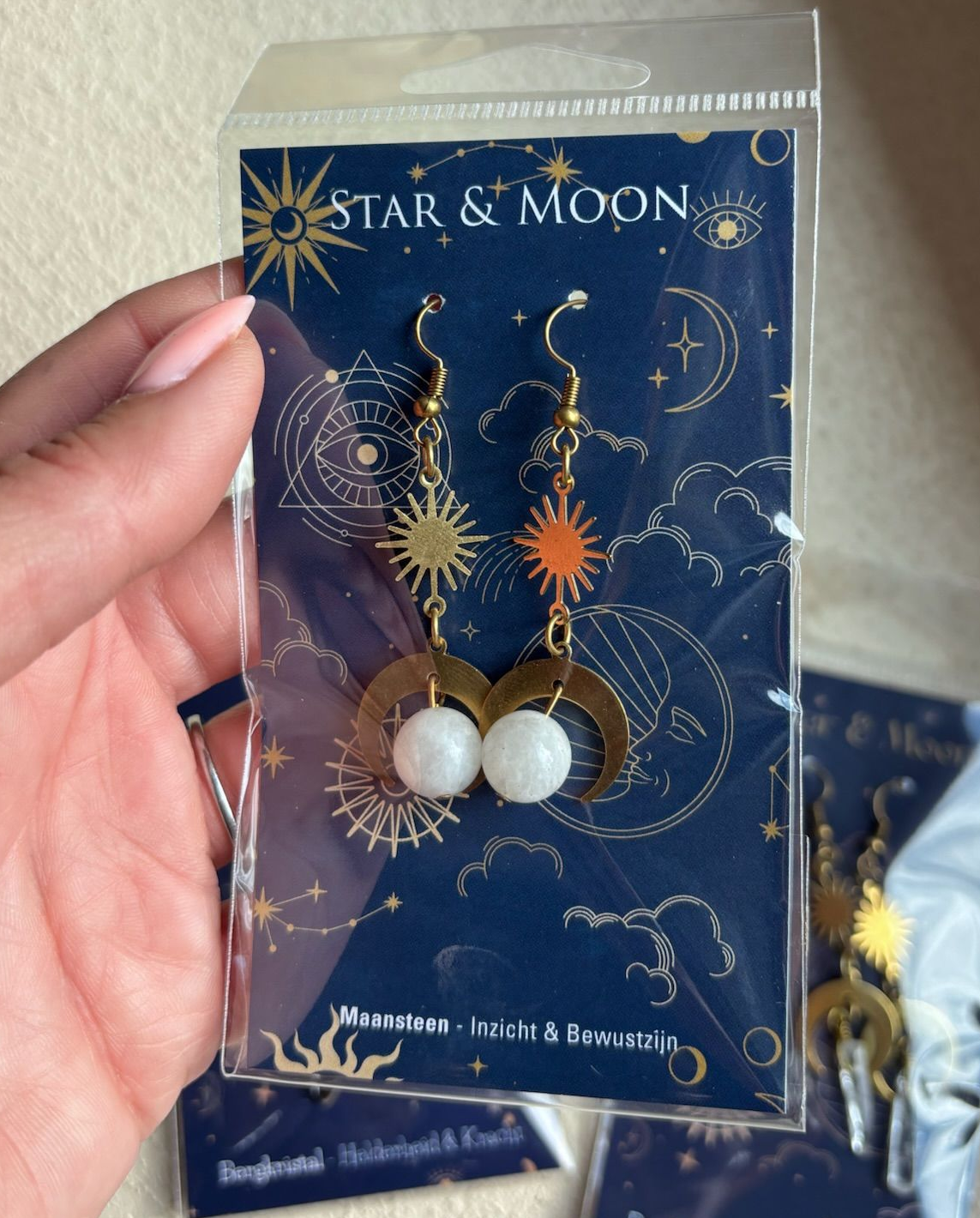 Oorbellen Star & Moon – Maansteen