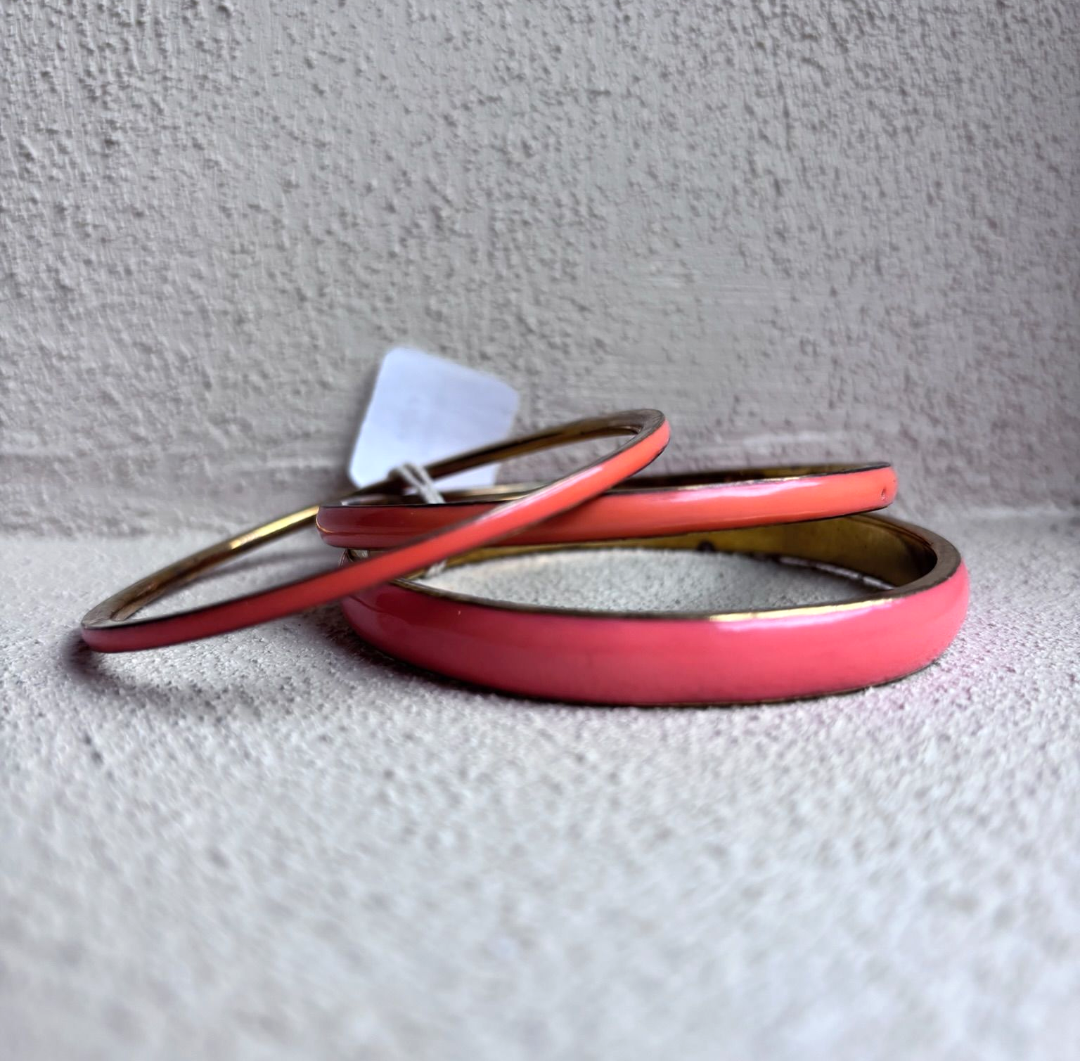 Oranje bangles set – messing binnenkant