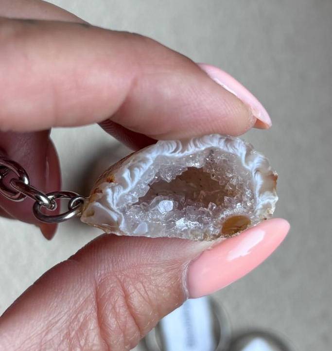 Agaat geode sleutelhanger