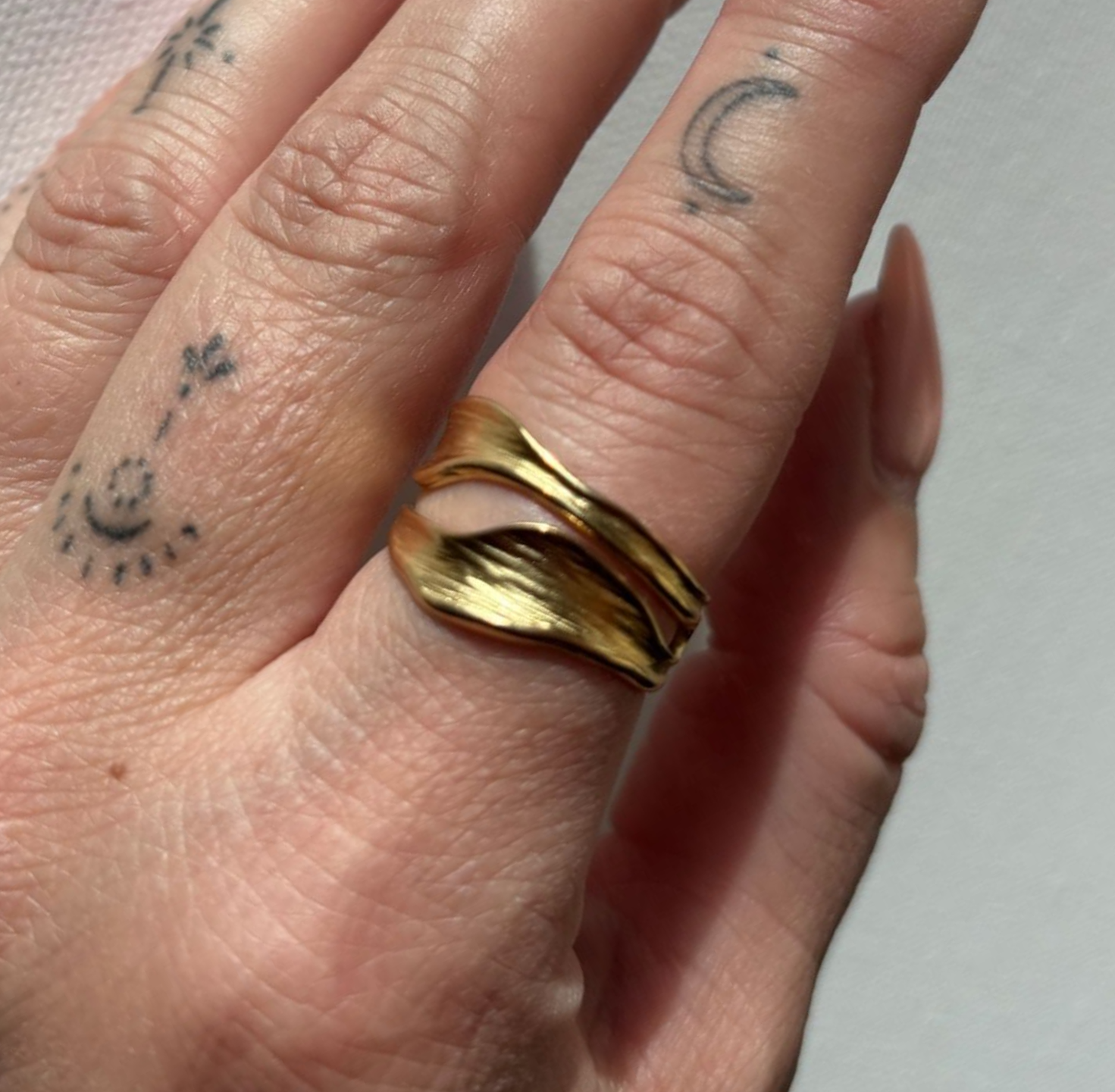 Stainless steel ring goud dubbel