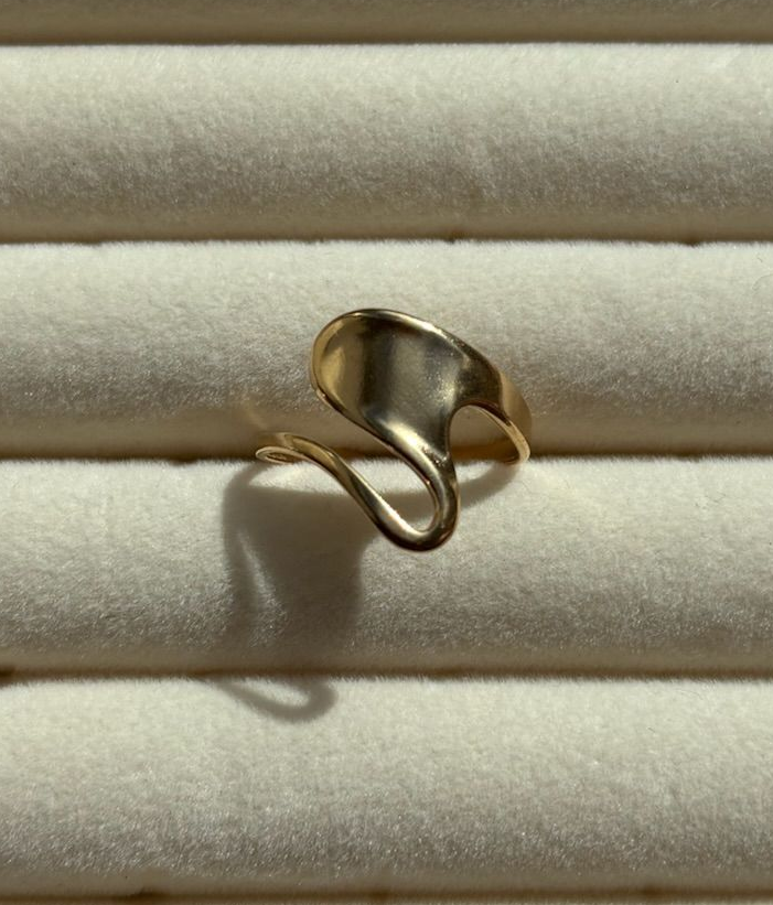 Stainless steel ring goud wave