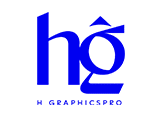 Blue H GraphicsPro logo with stylized “h g” letters and the text “H GRAPHICSPRO” underneath