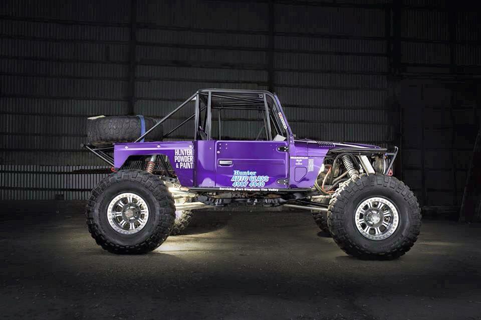 A Purple Jeep Is Parked In A Garage — Hunter Powder & Paints In Port Stephens, NSW