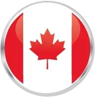 Ícono de la bandera canadiense, roja y blanca con hoja de arce en el centro.