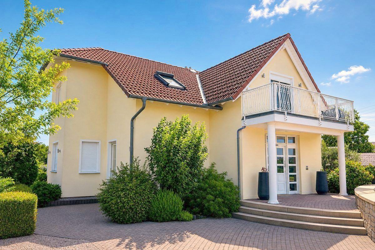 Familienvilla Rheingau in Geisenheim mit Balkon und Säuleneingang