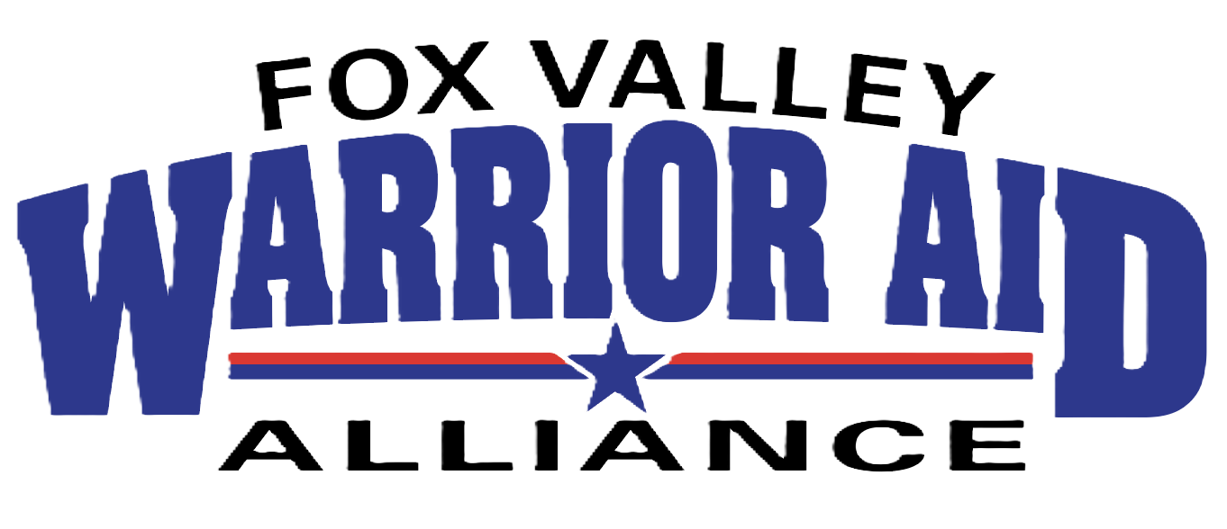 Logo for Fox Valley Warrior Aid Alliance with blue and red details.