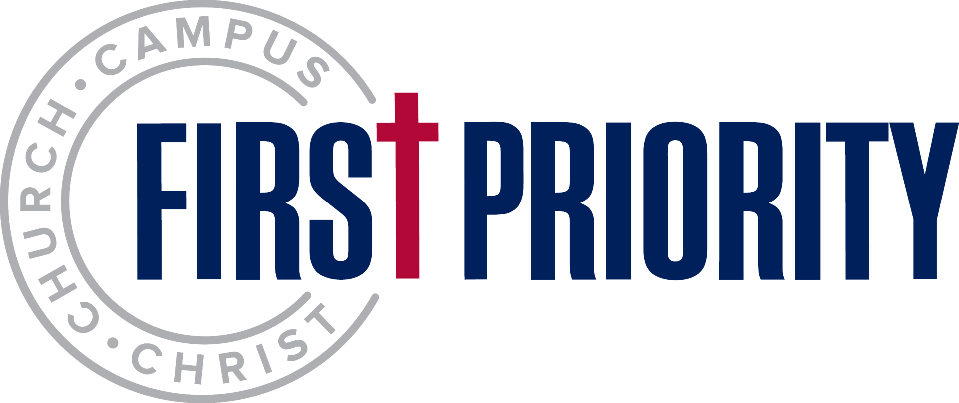 First Priority Student Ministry Logo, with red cross and a seal that says