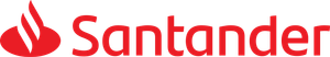 Un logo Santander con una fiamma rossa su uno sfondo bianco