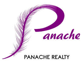 Purple feather forming a "P" with the word "Panache" and "Panache Realty" below.