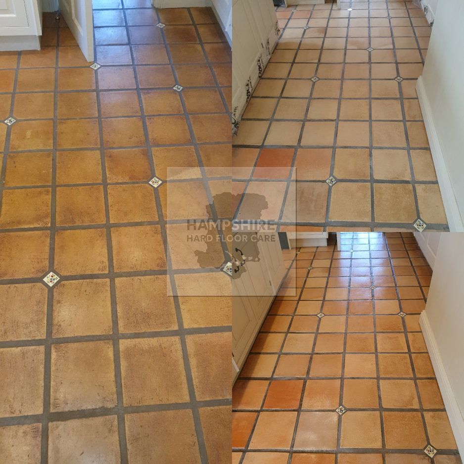 Stripping worn wax from terracotta tiles prior to restoration
