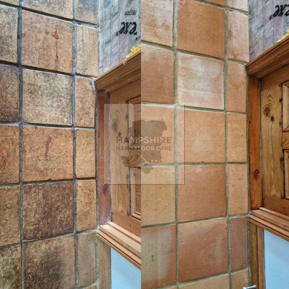 Terracotta kitchen floor in Hampshire restored with fresh, even colour