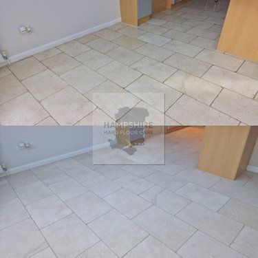 Limestone floor undergoing mechanical agitation to lift embedded soil