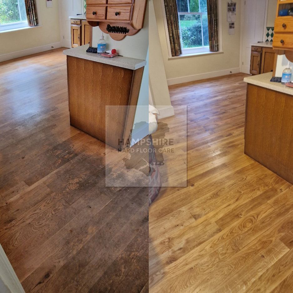 Sanding wooden floor to remove traffic wear and reveal fresh timber beneath