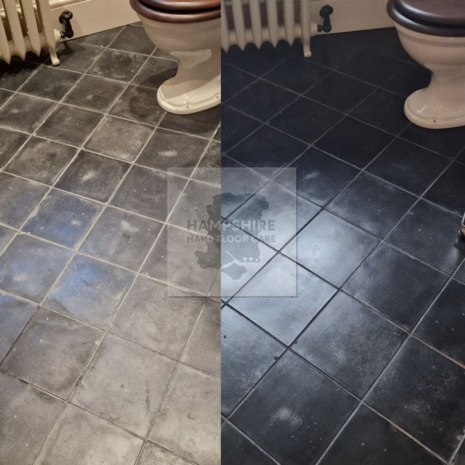 Restored Victorian quarry tiles in a period Hampshire property
