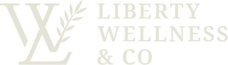 Logo for Liberty Wellness & Co: initials LW with olive branch, and text