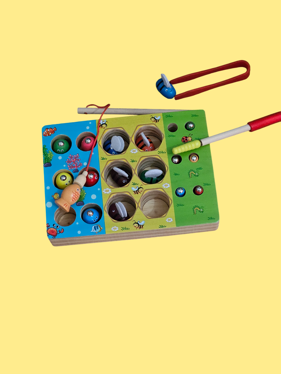 Juego Montessori pesca y atrapa insectos