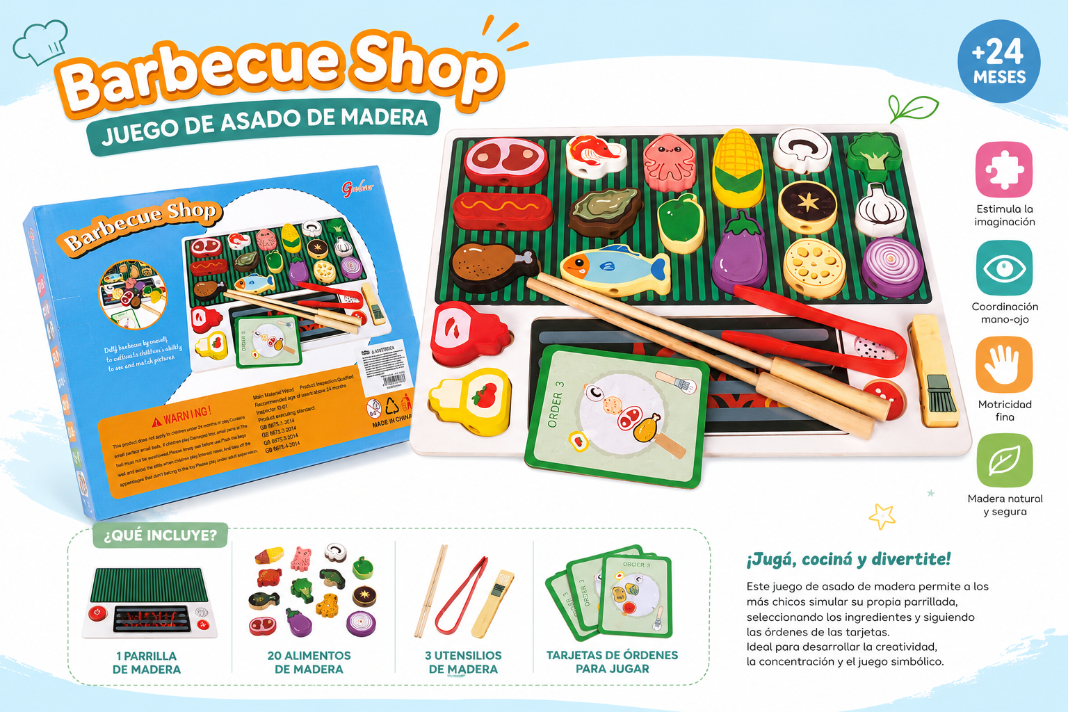 Juego de Asado de Madera