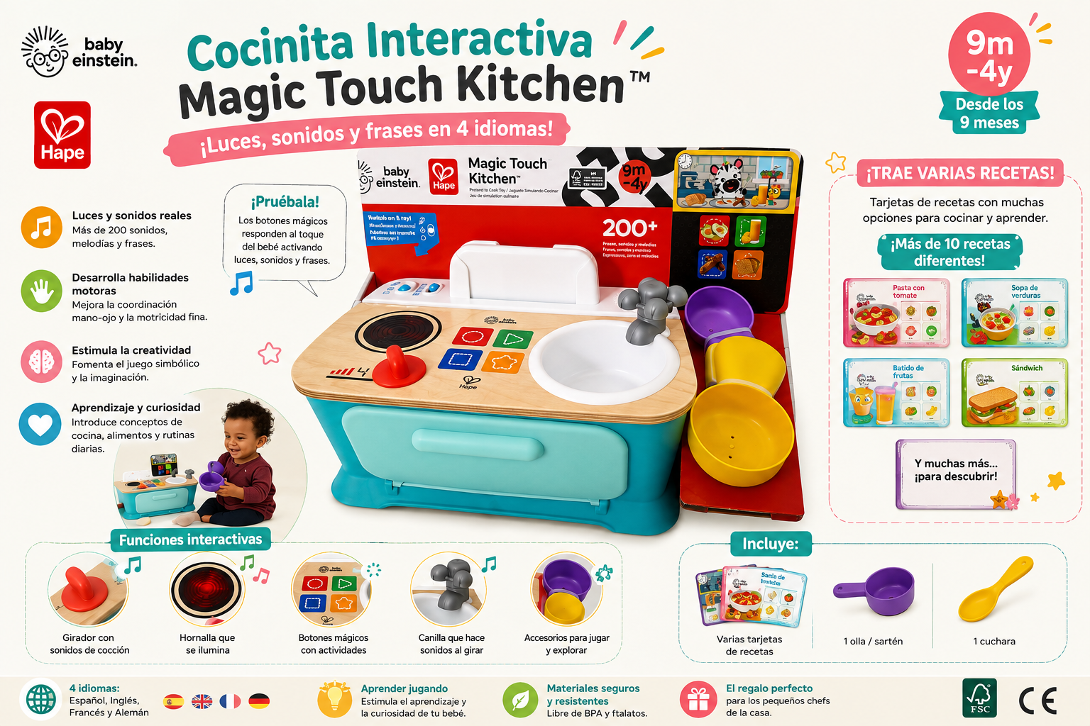 Cocinita Interactiva Magic Touch Kitchen – Baby Einstein + Hape
