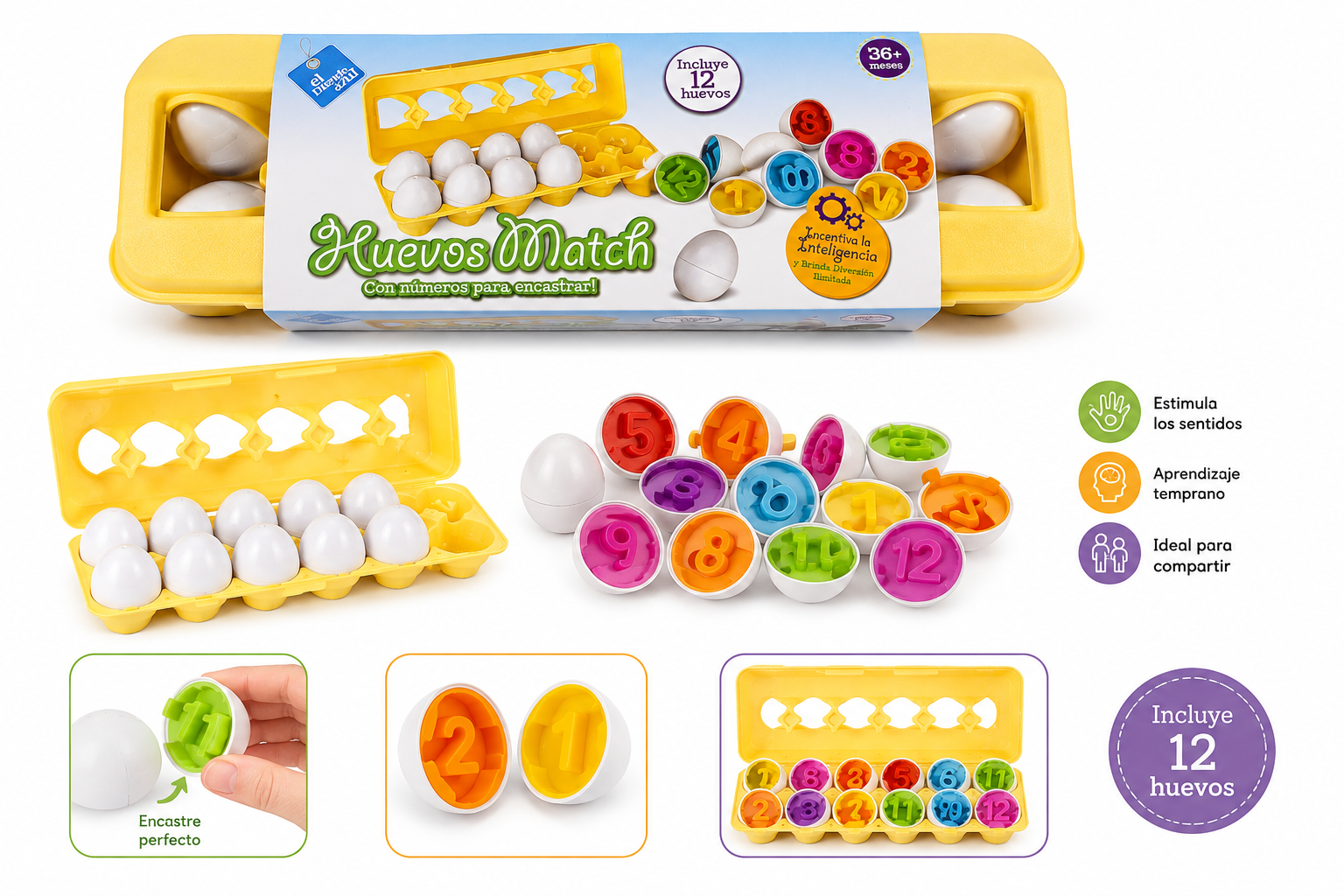 Huevos Match – Juego de encastre y asociación