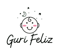 Logotipo de una cara de bebé feliz con mejillas rosadas y una luna creciente y estrellas, el texto dice