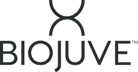 Logo for Biojuve, featuring a stylized molecule symbol above the brand name in dark grey.
