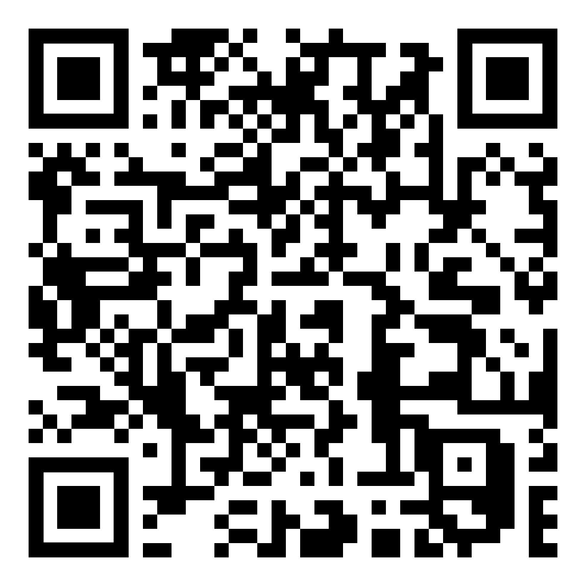 QR code with black and white squares.