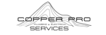 Copper Pro Services logo with stylized silver text and mountain outline on a white background