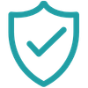 Teal shield with a checkmark icon, symbolizing protection or verification