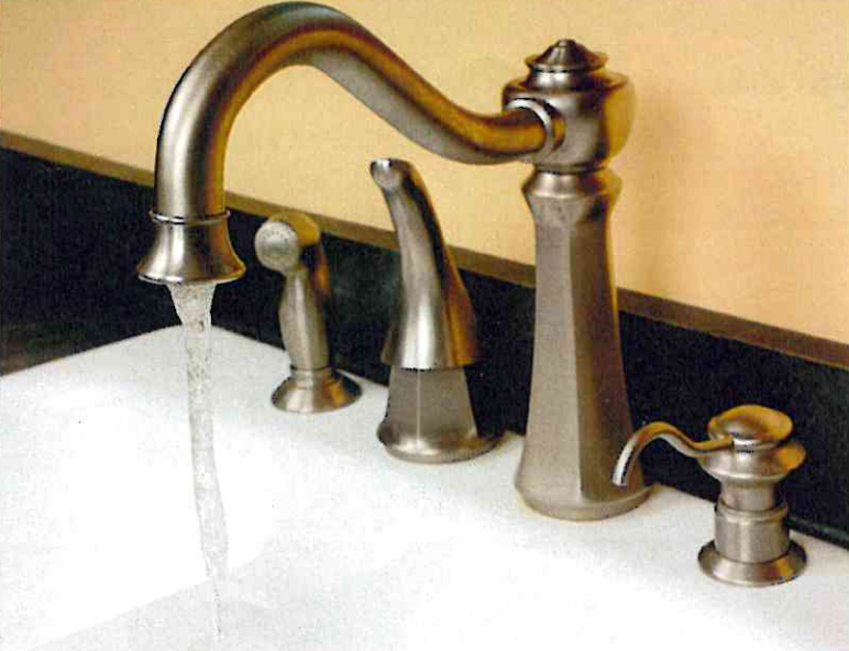 Fixing a water filter in a kitchen.
