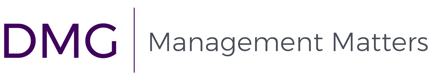 DMG logo with gray “Management Matters” text on a white background