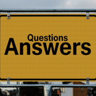 Yellow sign reading “Questions Answers” in bold black text.