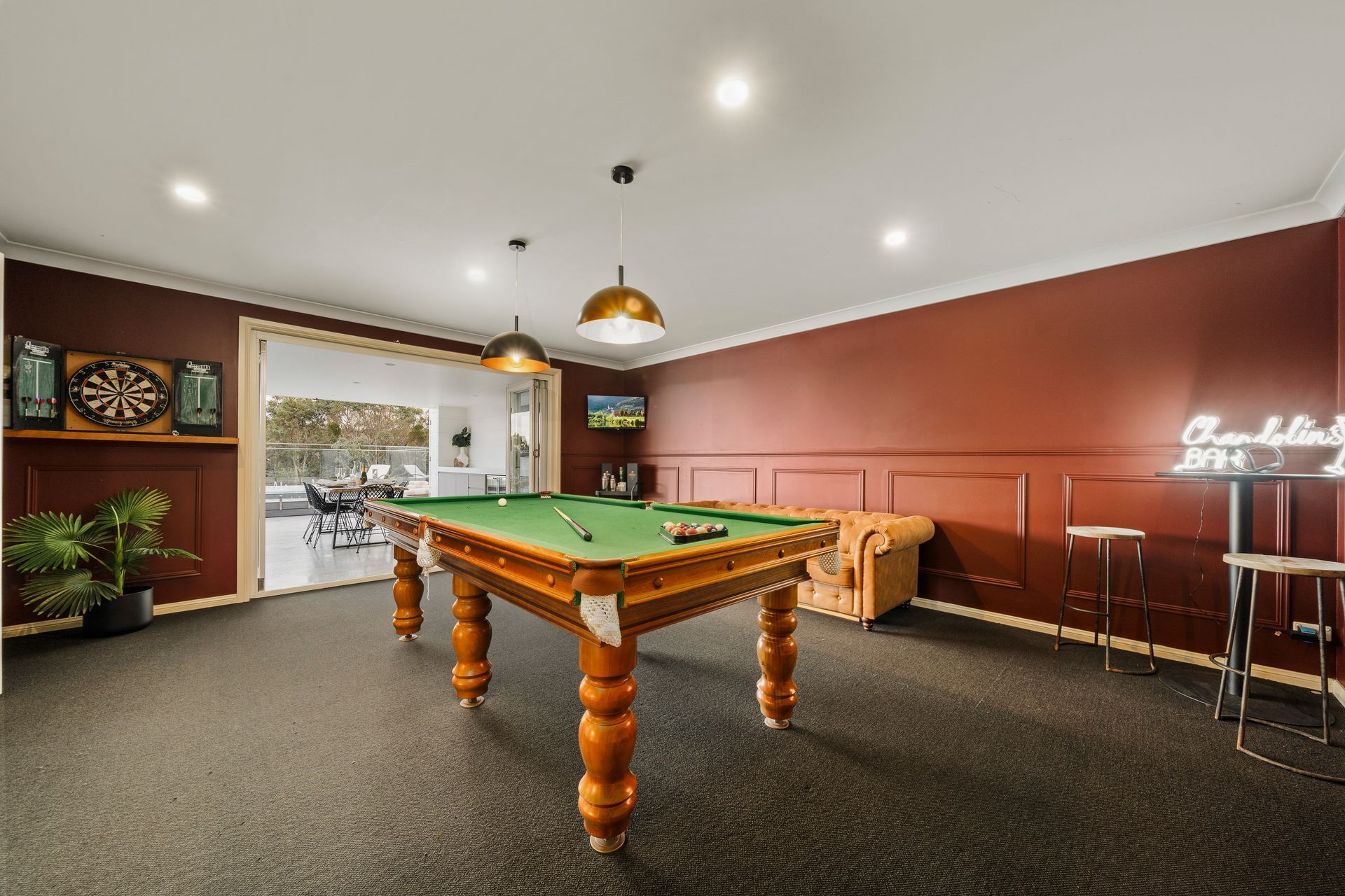pool table in the middle of a room — Chandolin Construction in Bathurst, NSW