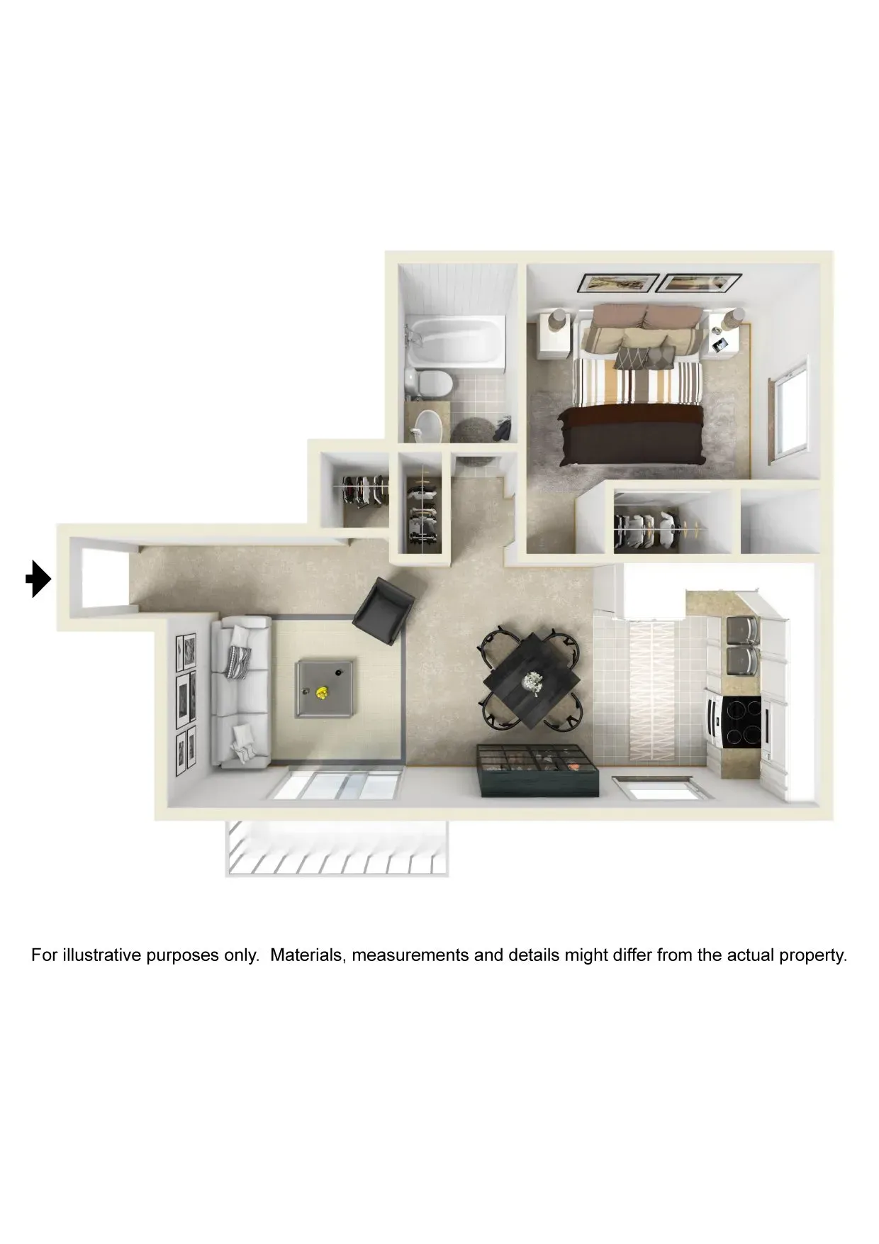 1 Bed furnished